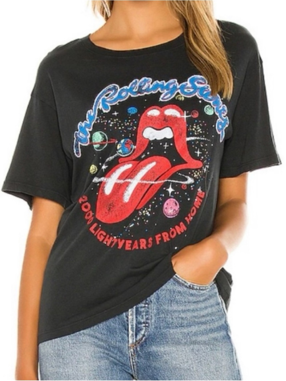 The Rolling Stones Galaxy Tee in Charcoal Size Large